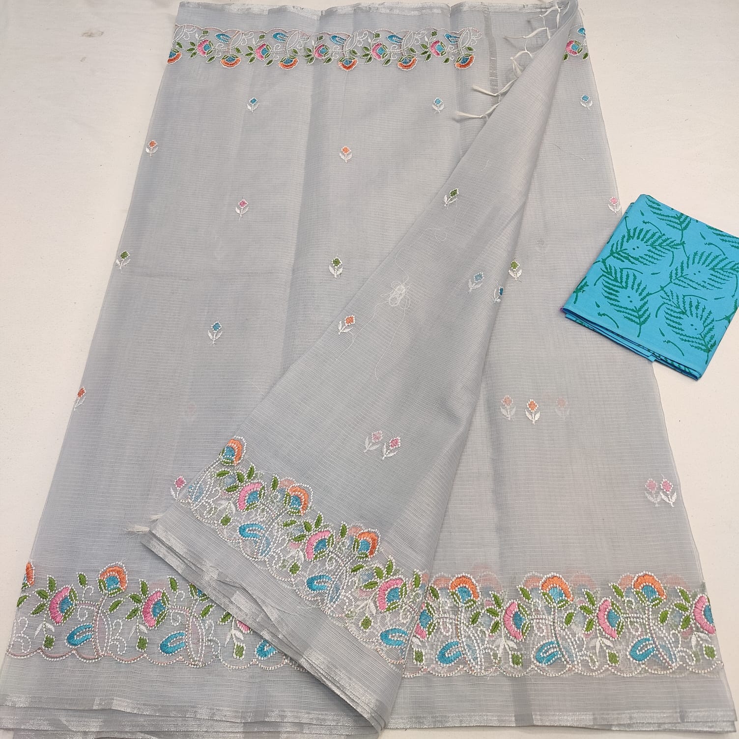 Kota Doria Embroidery Saree