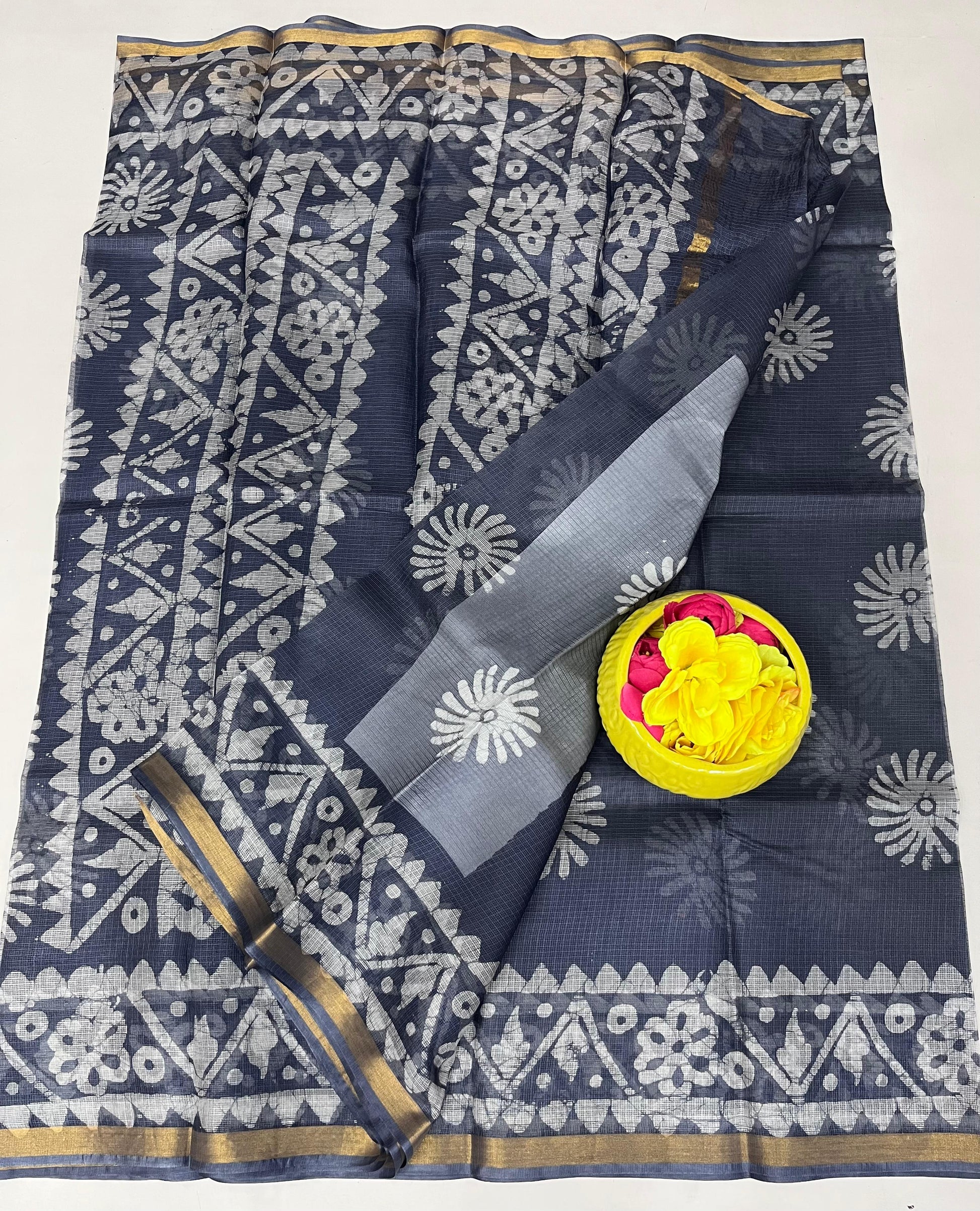 Pure Silk Kota Doria Hand Batik Saree