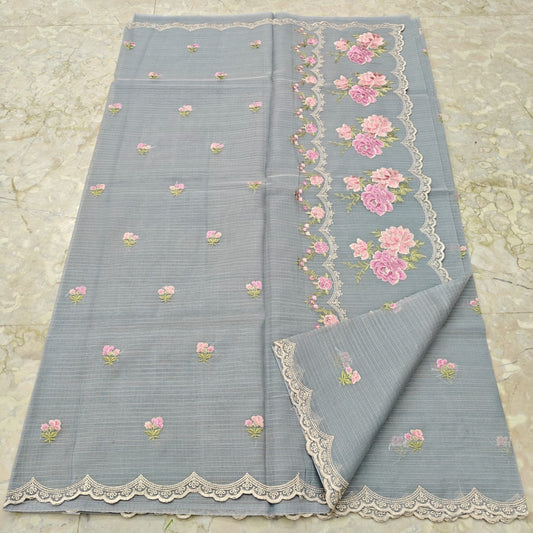 Katan Silk Kota Saree with Embroidery Work