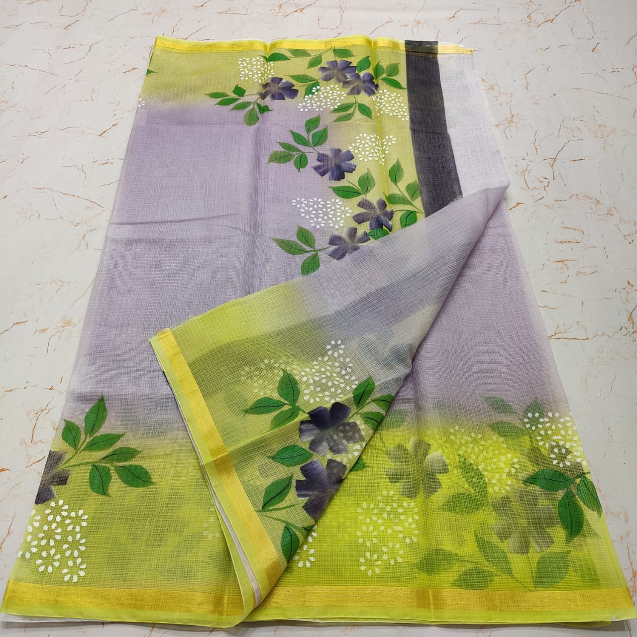 Kota Doria Hand Painted Saree