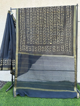Pure Chanderi Silk Saree with Applique Work