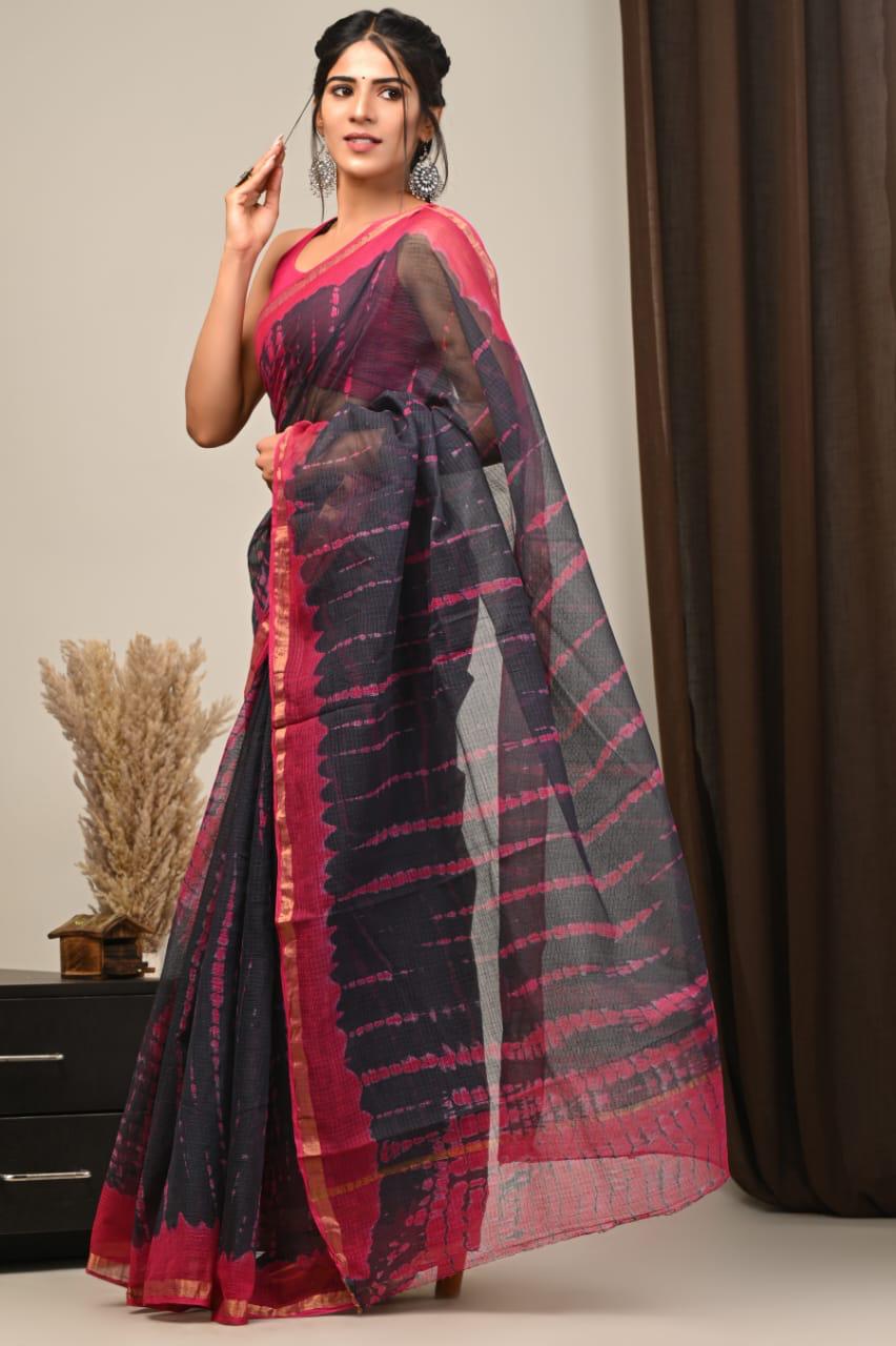 Pure Kota Doria Cotton Tie & Dye Saree