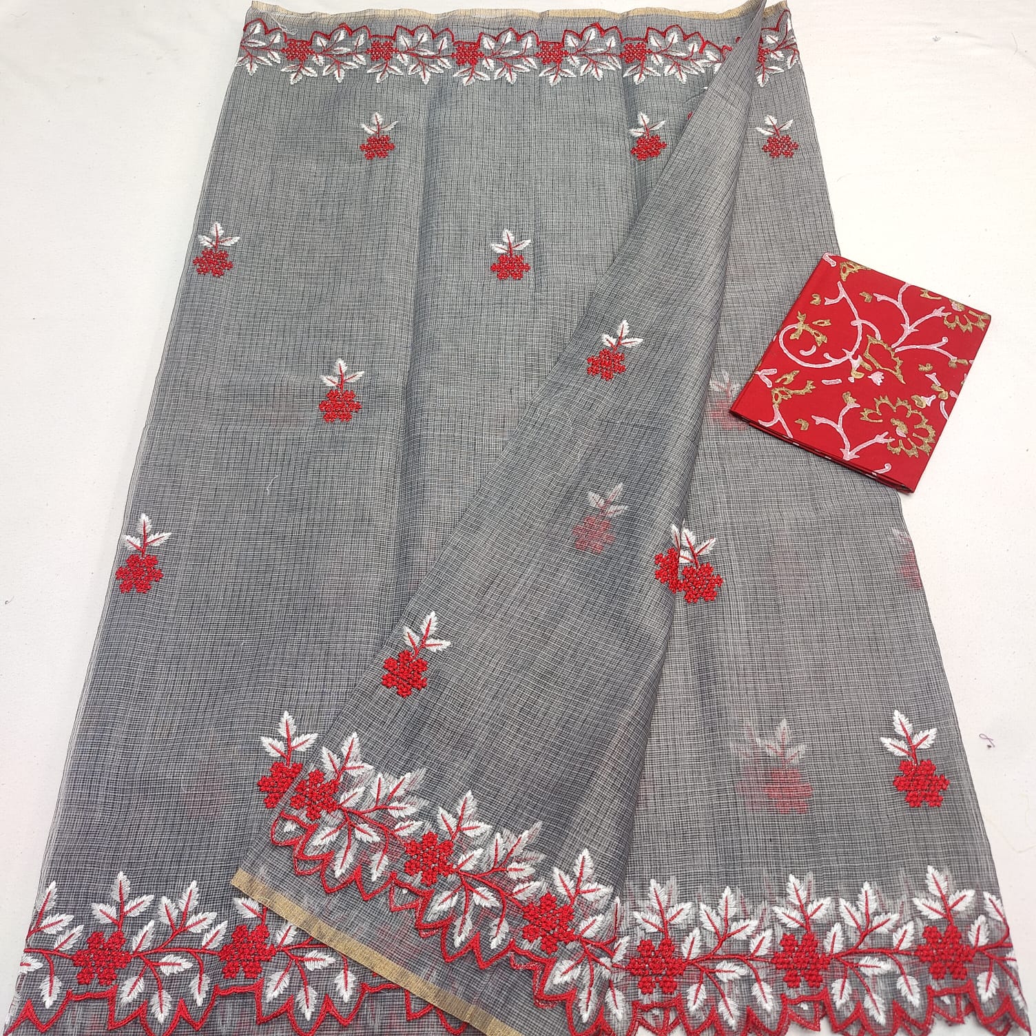 Kota Doria Embroidery Saree