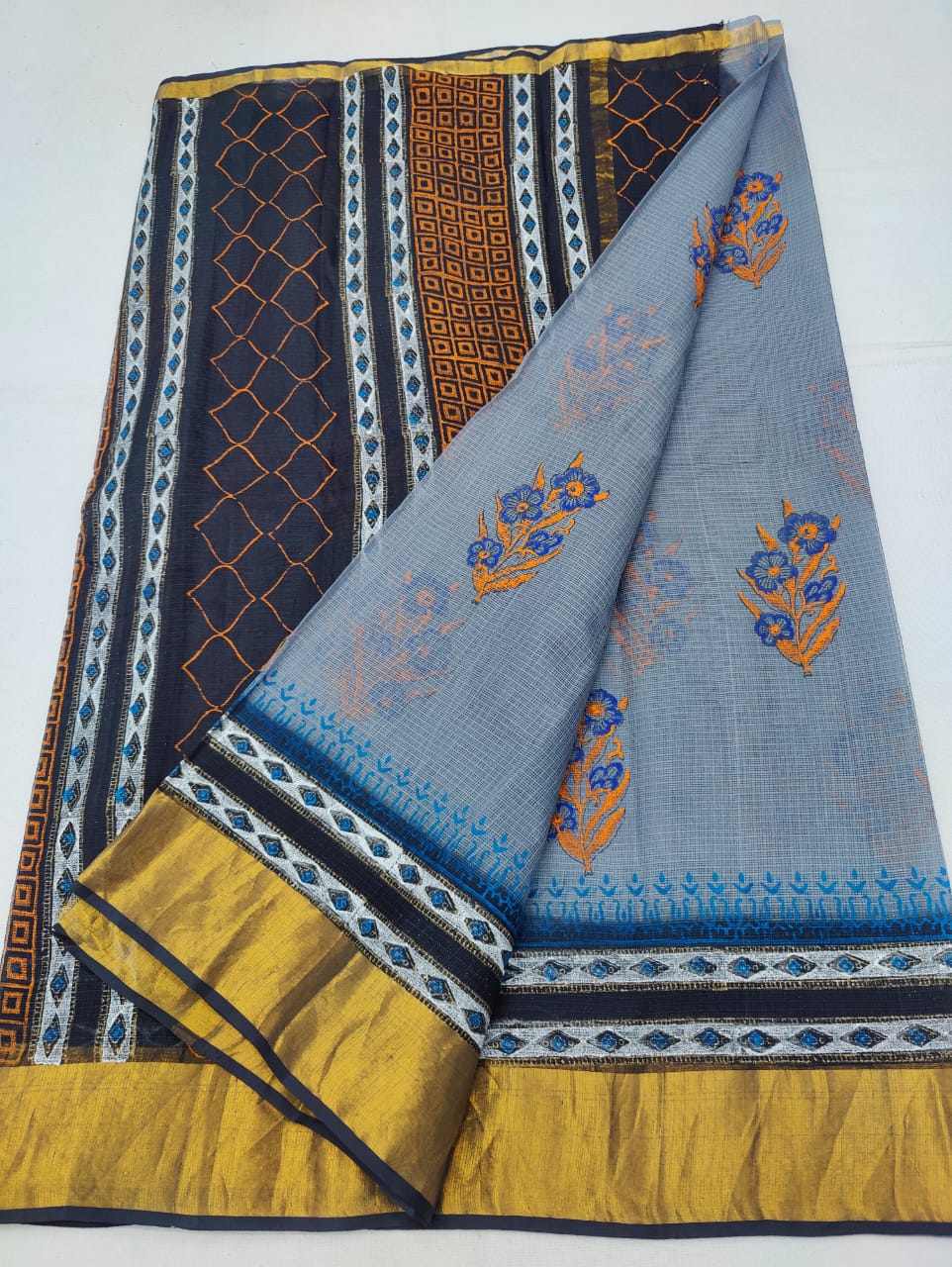 Kota Doria Hand Block Print Saree