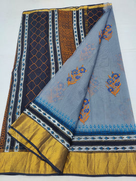 Kota Doria Hand Block Print Saree
