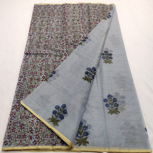 Kota Doria Saree with Hand Block Print