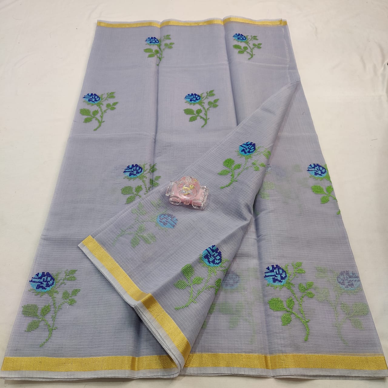 Kota Doria Embroidery Saree