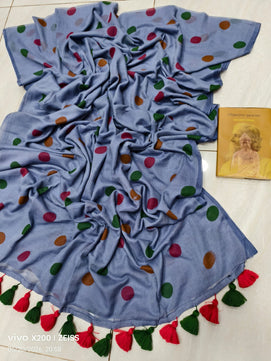 Multicolor Mulmul Cotton Saree
