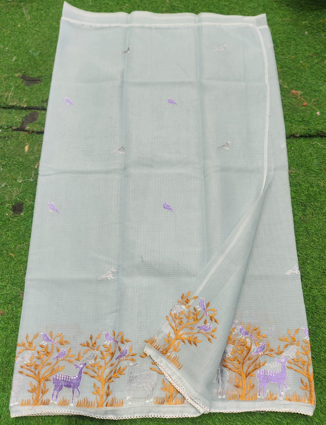 Kota Cotton Embroidery & Lace Work Saree