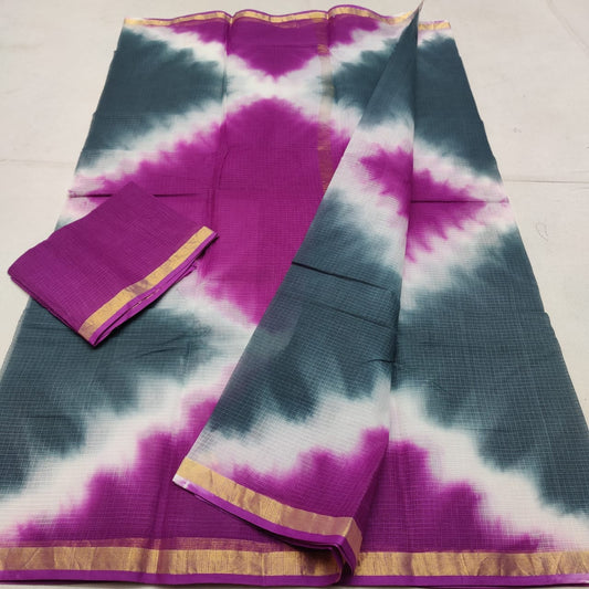 Kota Doria Pure Cotton Shibori Tie & Dye Saree