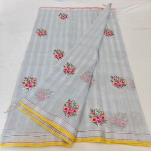 Kota Doria Mix Cotton Computerized Embroidery Saree