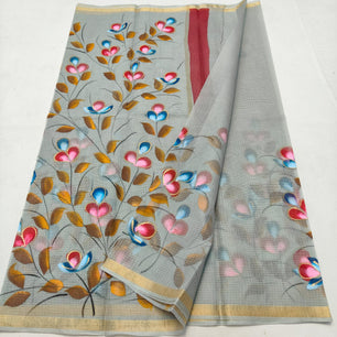 Kota Doria Hand Painted Saree