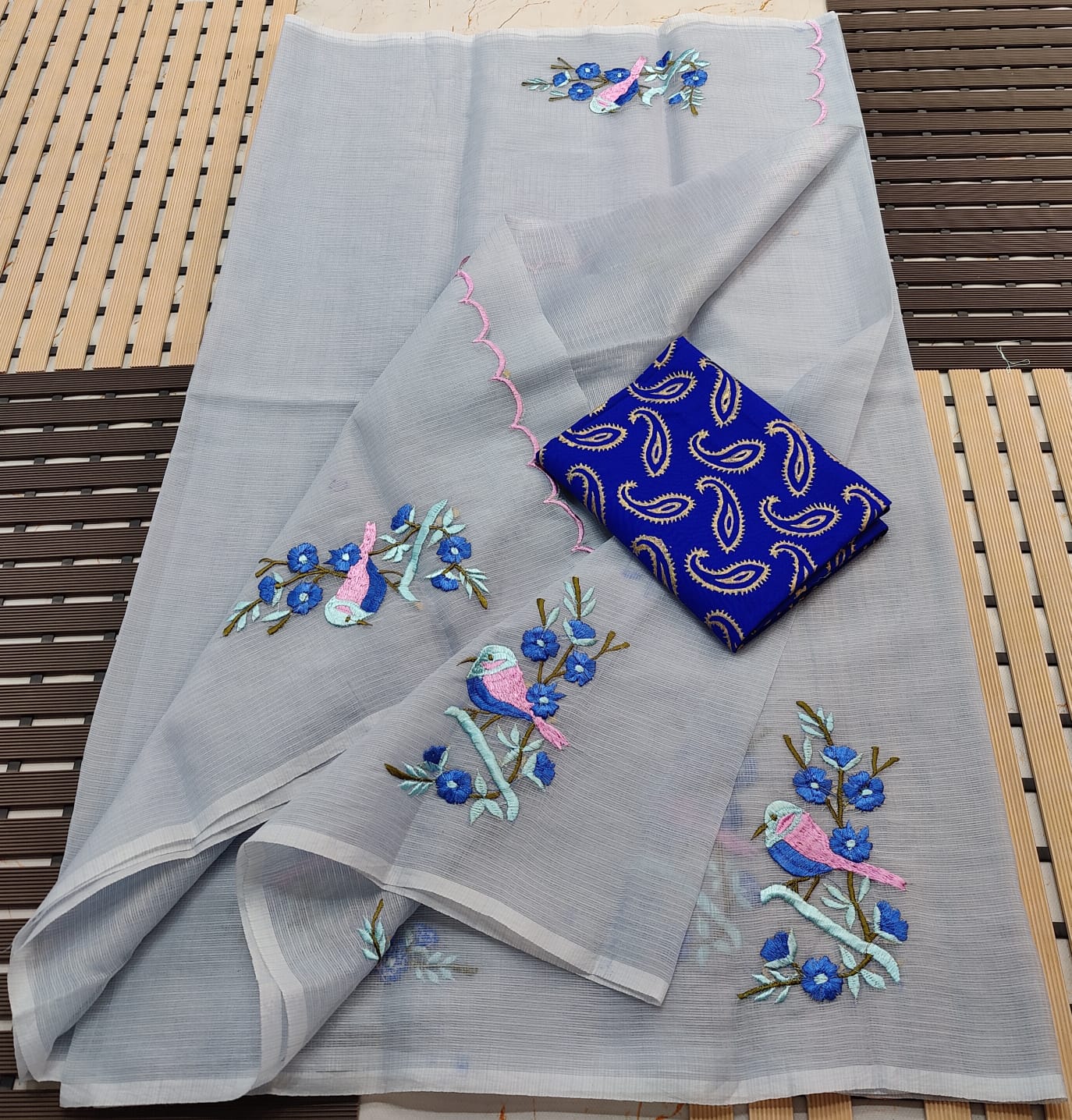 Kota Doria Embroidery Saree