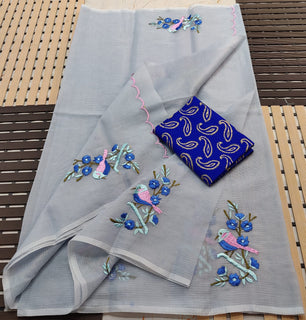 Kota Doria Embroidery Saree
