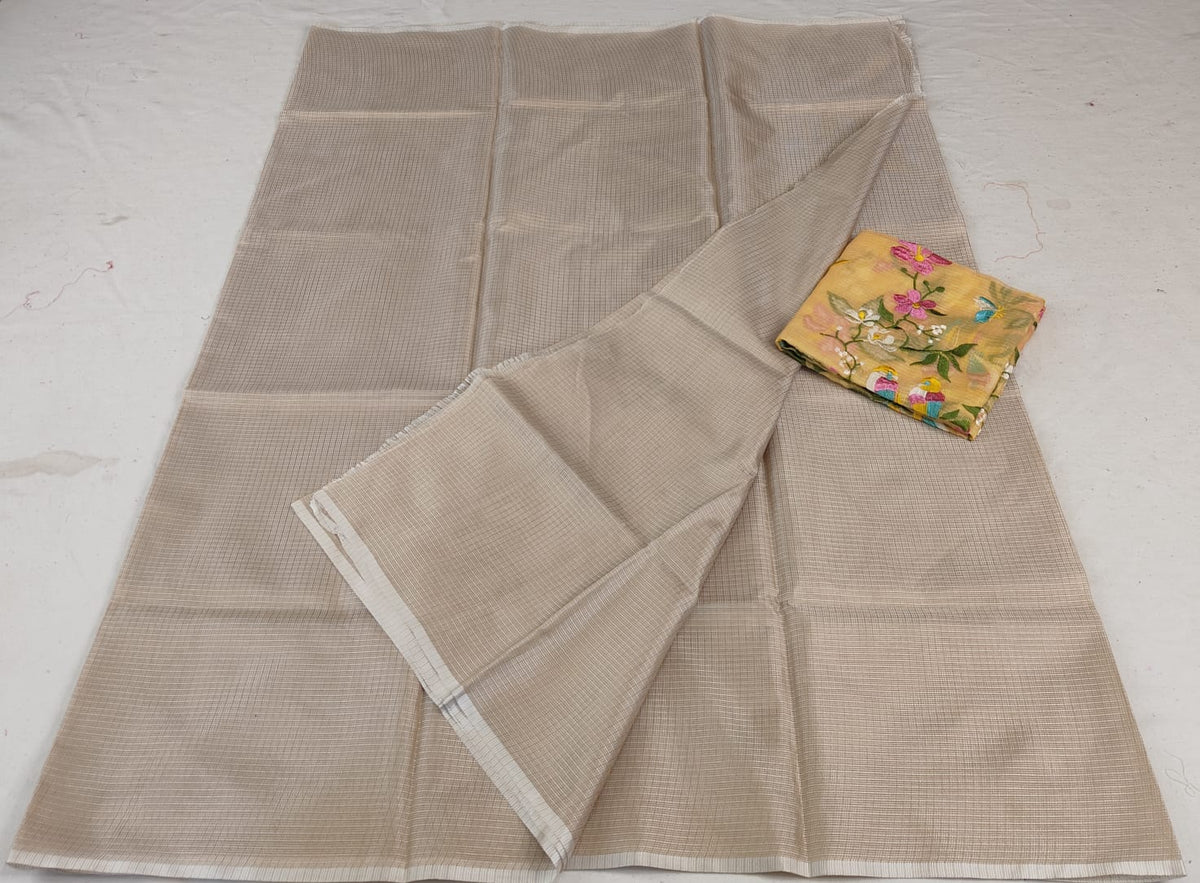 Premium Kota Doria Soft Silk Plain Saree with Embroidery
