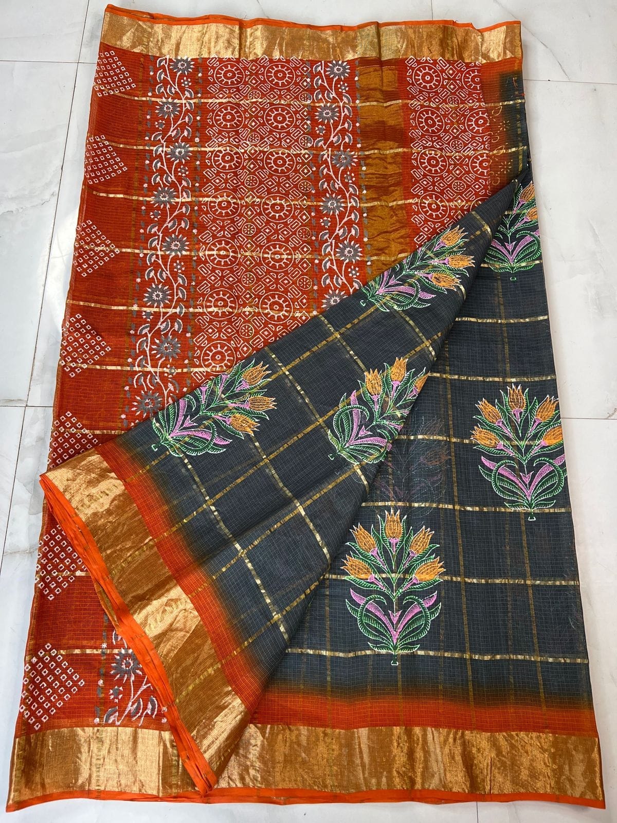 Premium Pure Cotton Kota Doria Printed Saree