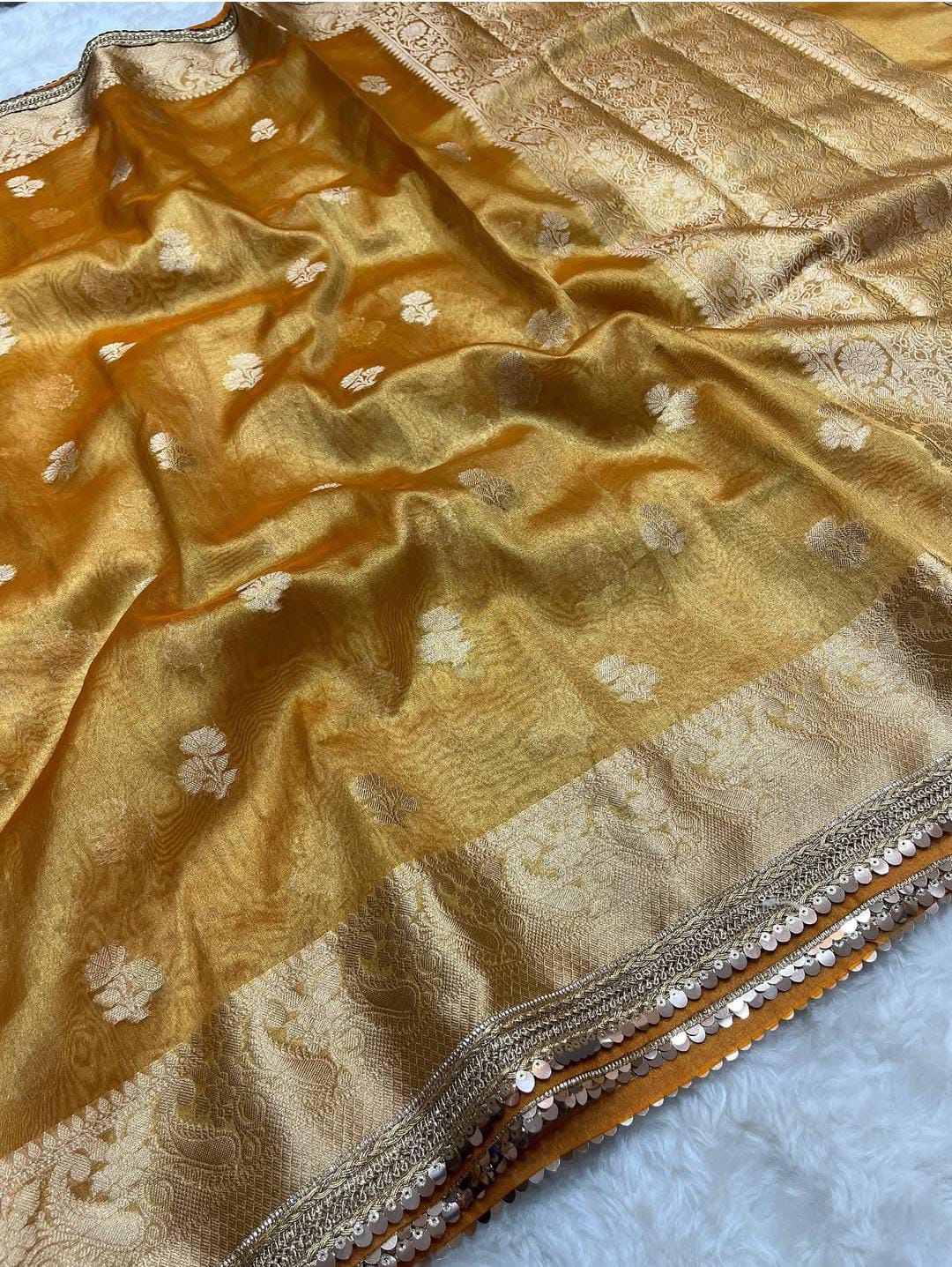 Tissue Silk Saree with Lace Work