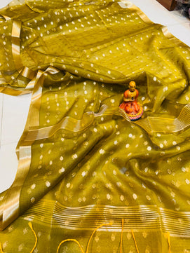 New Exclusive Organza Muslin Buti Saree