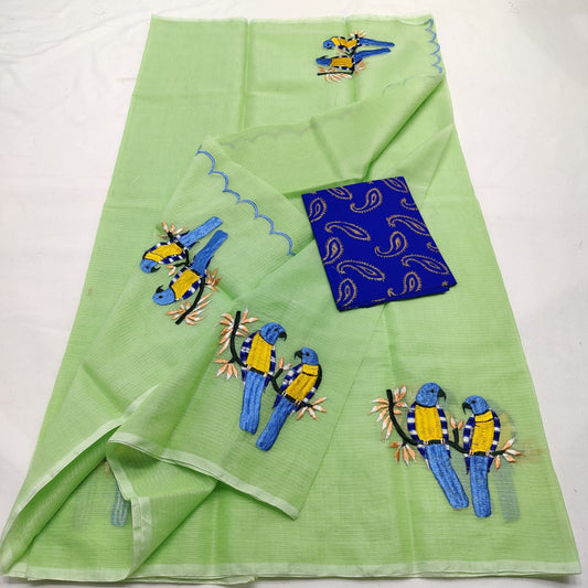 Kota Doria Saree with embroidery