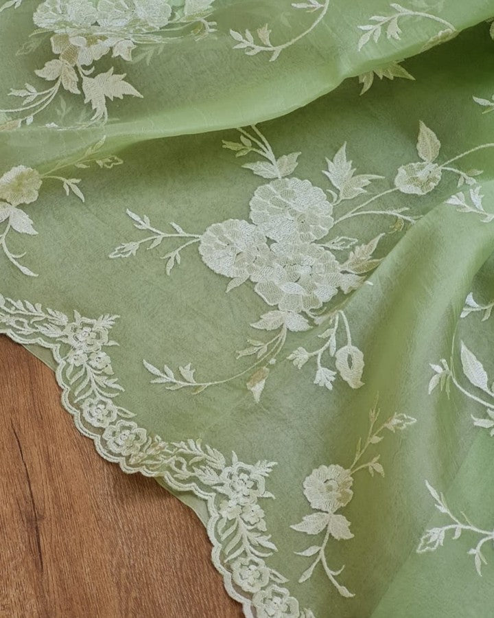 Kora Organza Saree with Embroidery Work