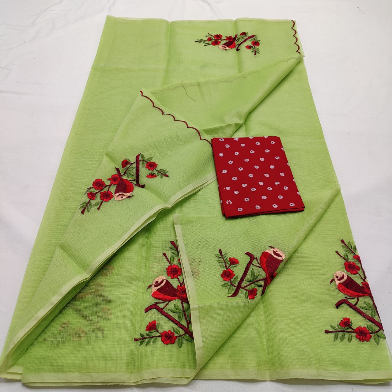 Kota Doria Saree with embroidery