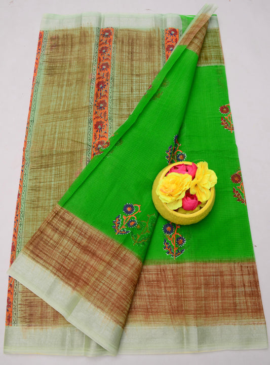 Kota Doria Hand Block Print Saree