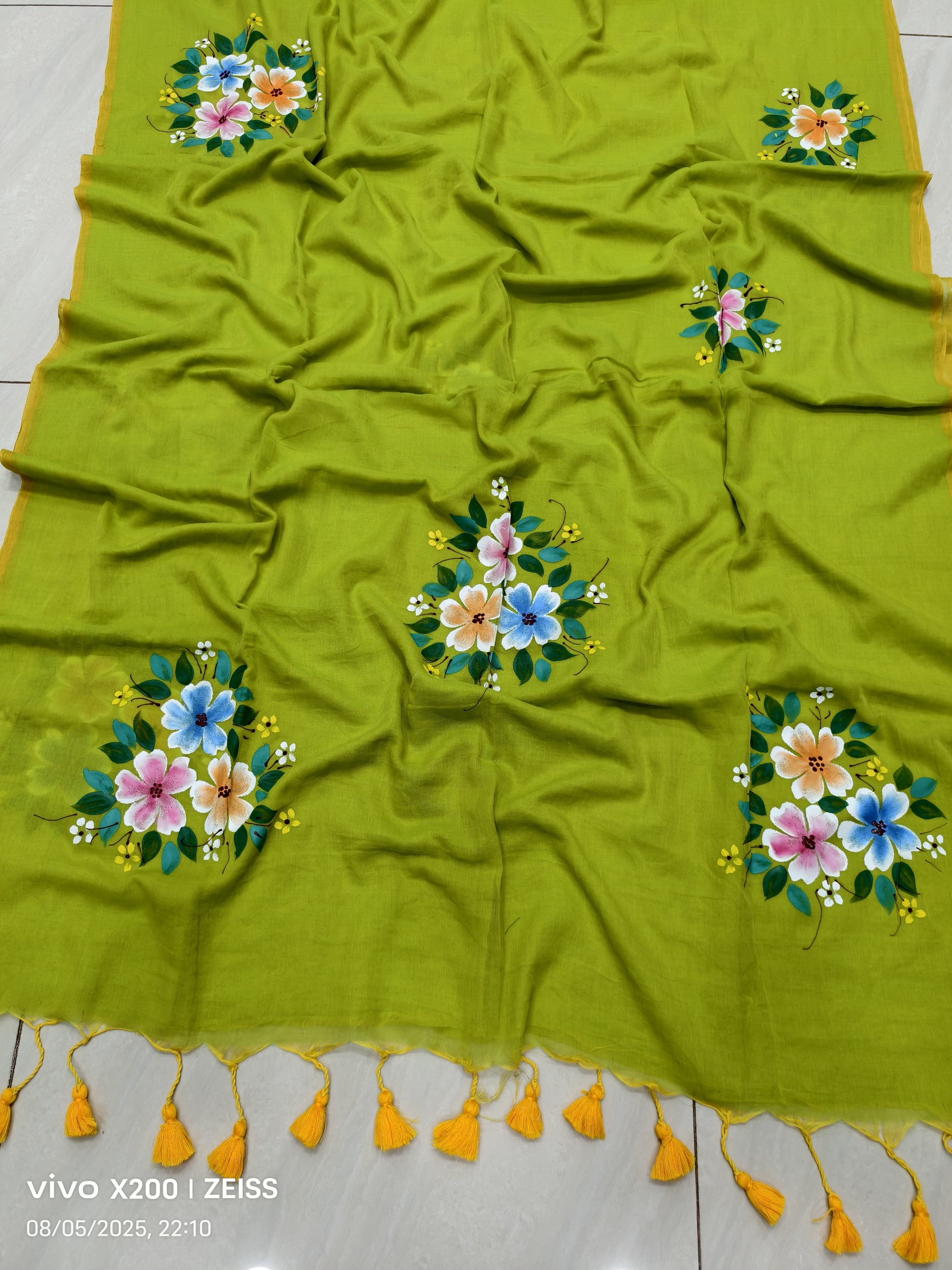 Mulmul Cotton Hand-Painted Saree