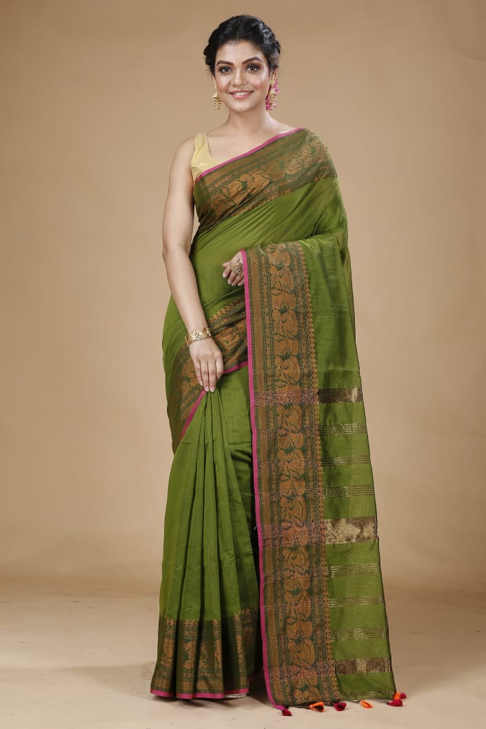 Handloom Pata Copper Zari Saree