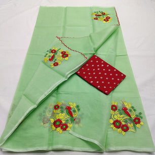 Kota Doria Saree with embroidery