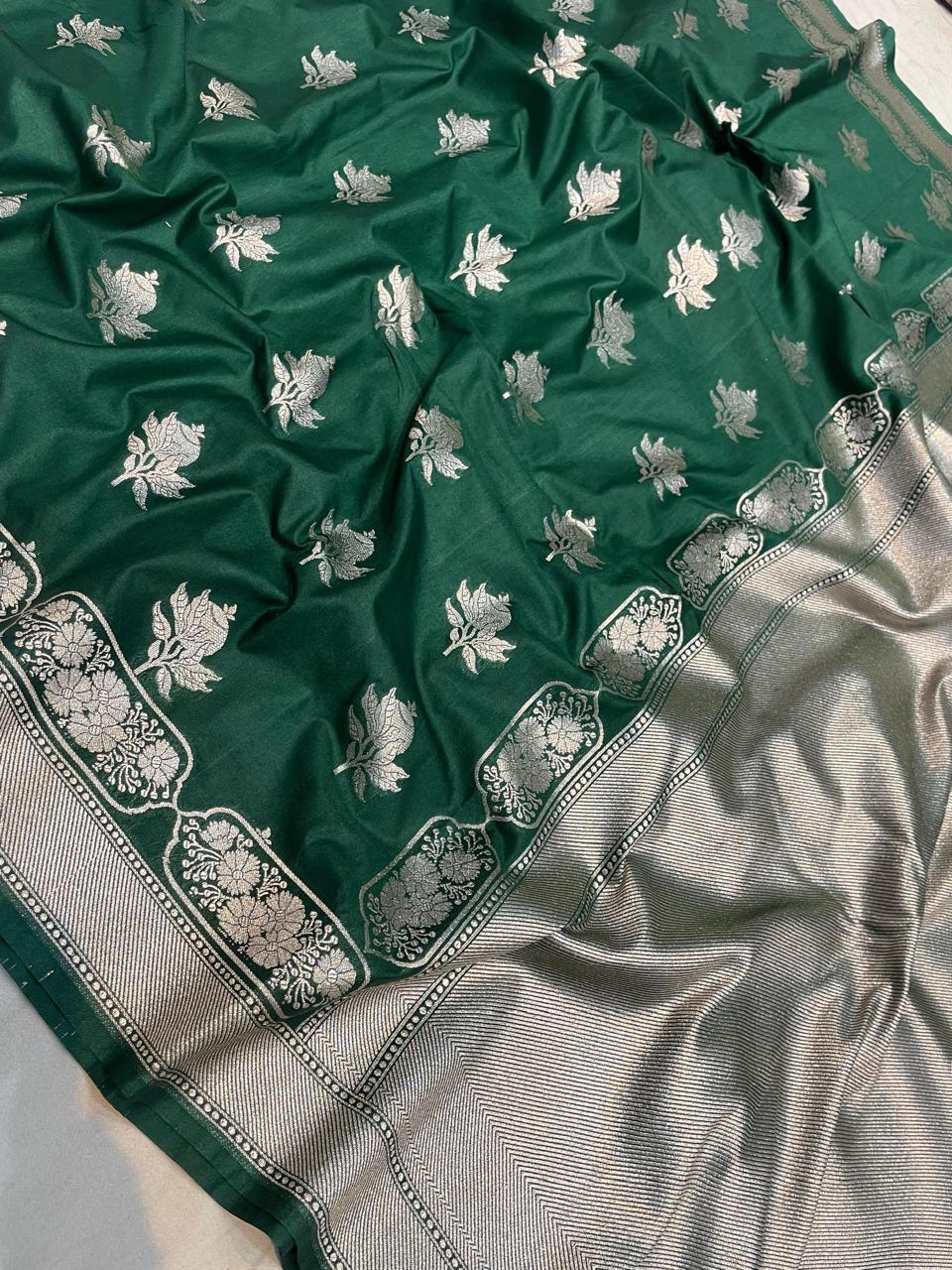 Banarasi Mashru Uppada Silk Saree with Zari Butis