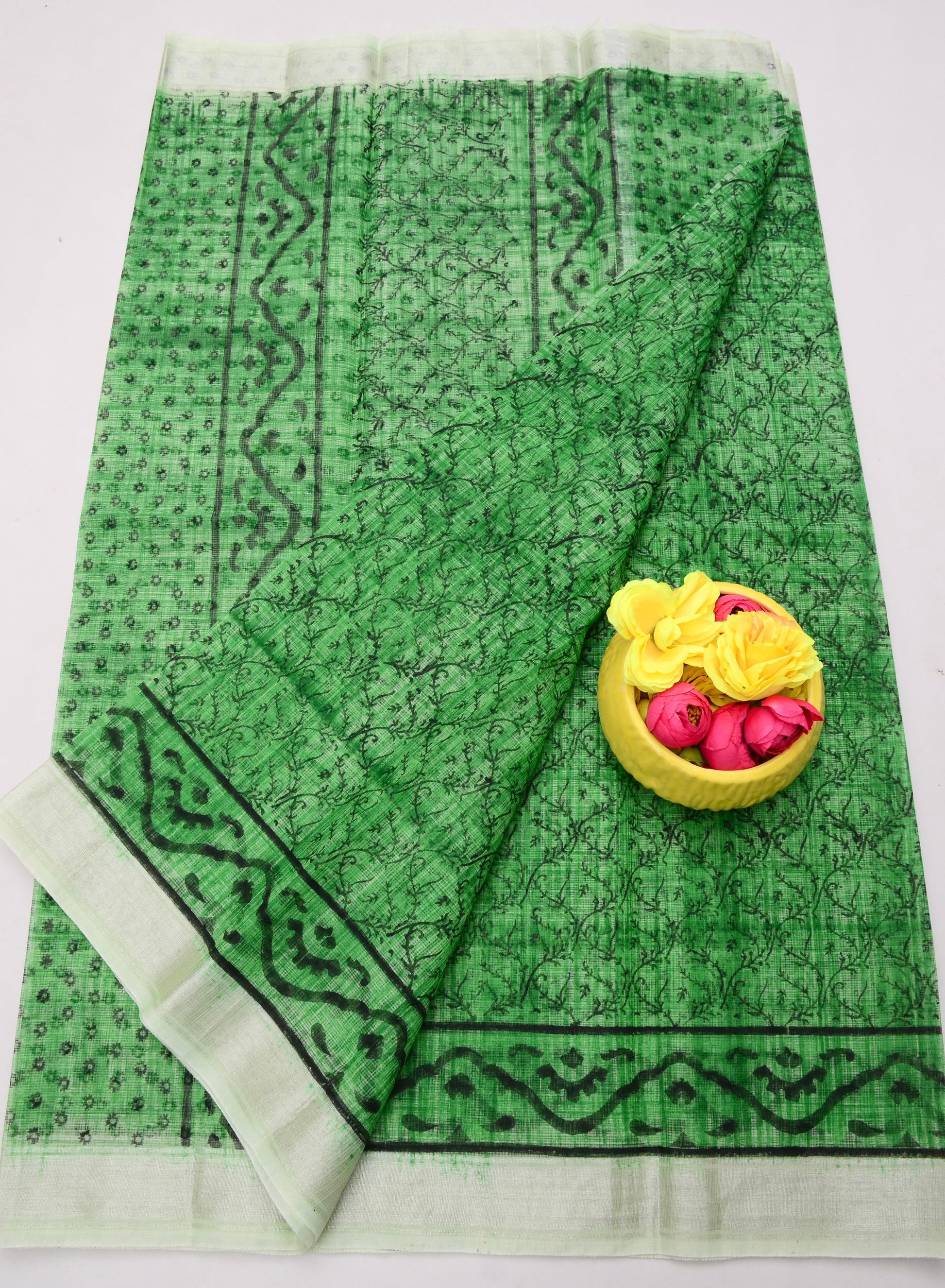 Kota Doria Hand Block Print Saree