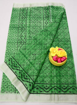 Kota Doria Hand Block Print Saree