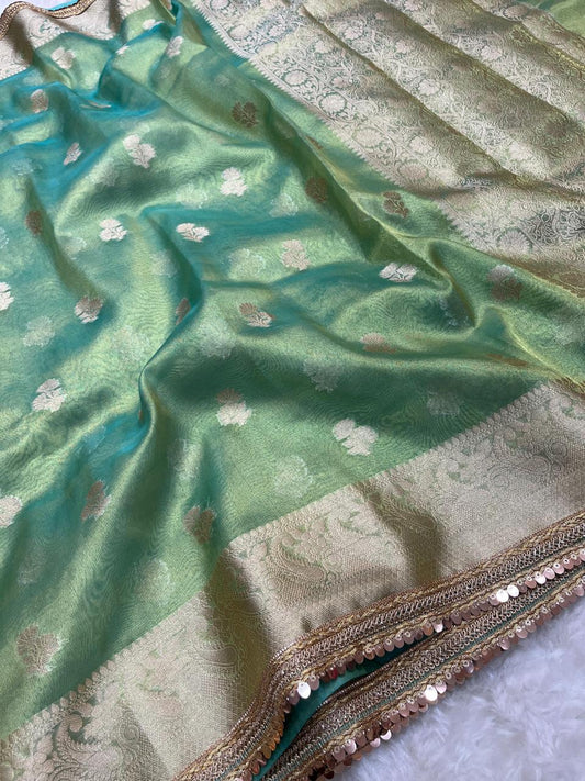Tissue Silk Saree with Lace Work
