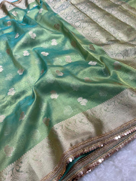 Tissue Silk Saree with Lace Work