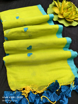 Heart Print Mulmul Cotton Saree
