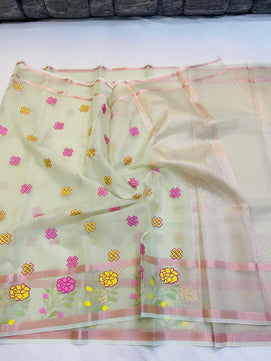 Kota Check Saree with Delicate Embroidery Work