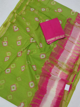 Kota Doria 100% Pure Cotton Hand Batik Bandhej Saree