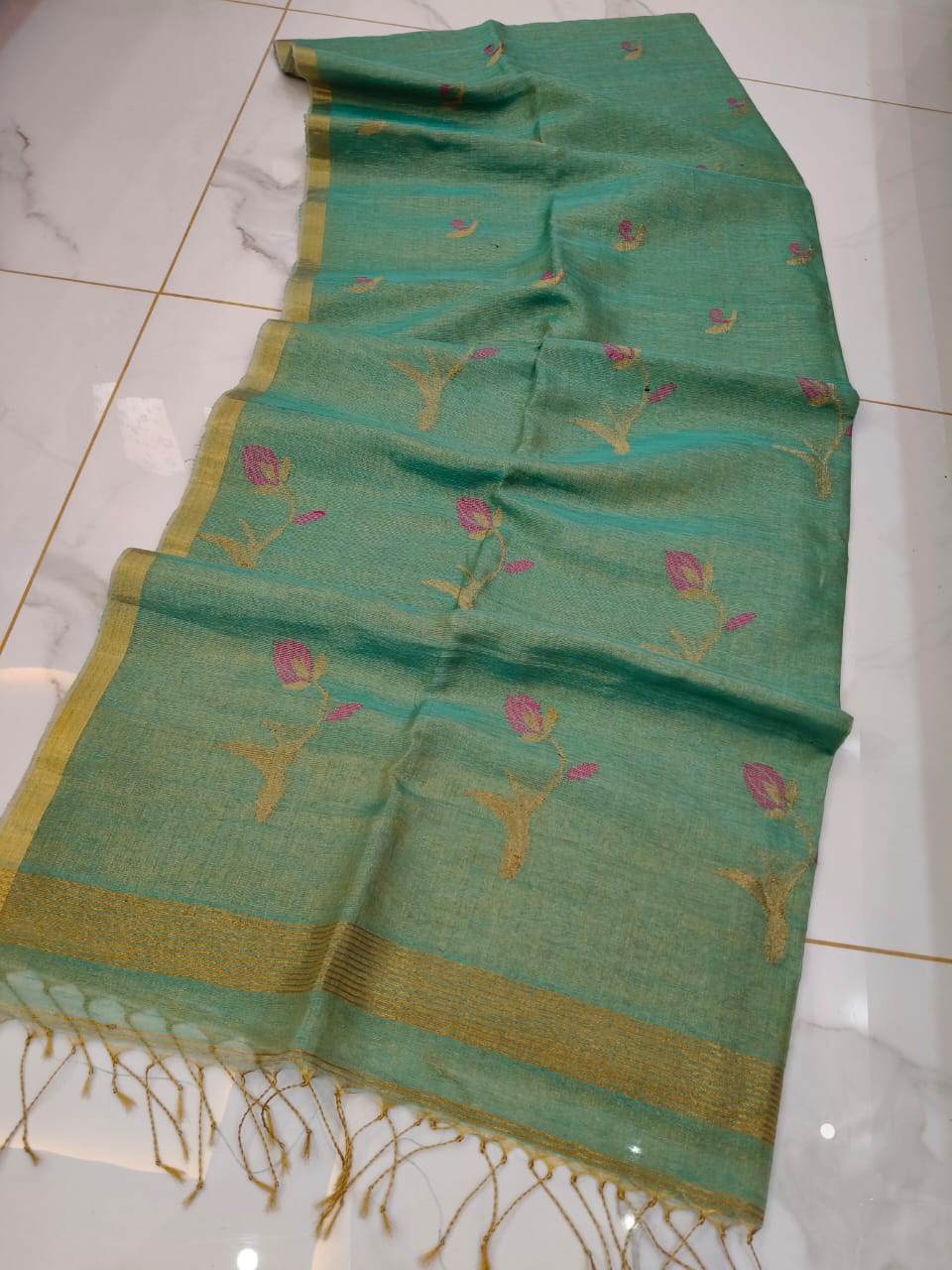 Exclusive Tissue Linen Jamdani Saree