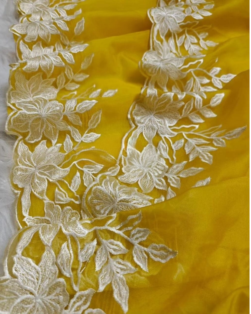 Kora Organza Embroidery Work Saree