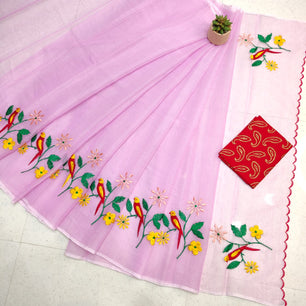 Kota Doria Saree with Embroidery