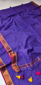 Mulmul Cotton Copper Zari Border Saree