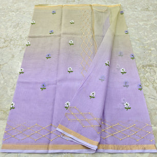 Kota Doria Pure Cotton Saree with Hand Machine Embroidery