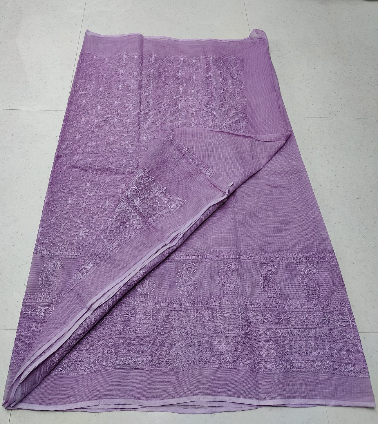 Kota Doria Pure Cotton Self Embroidery Saree