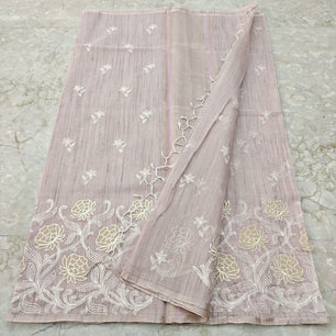 Linen Kota Embroidery Work Saree