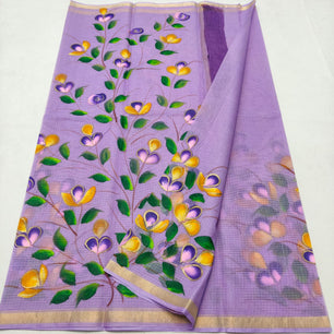 Kota Doria Hand Painted Saree