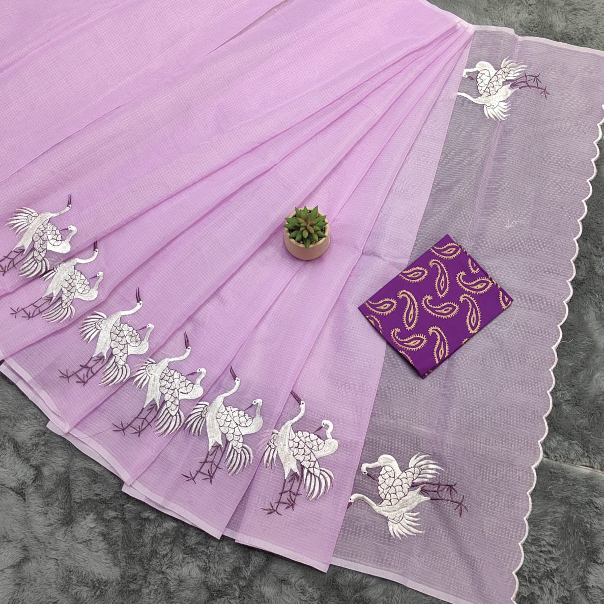 Kota Doria Embroidery Saree