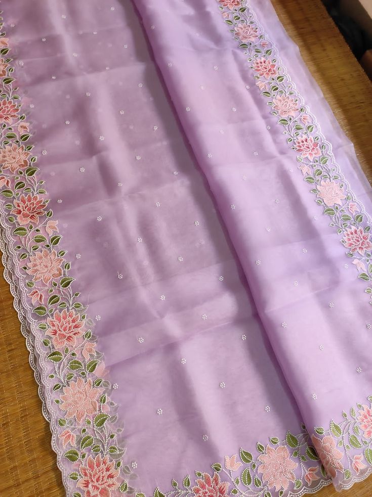 Kora Organza Saree with Embroidery Work