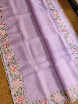 Kora Organza Saree with Embroidery Work