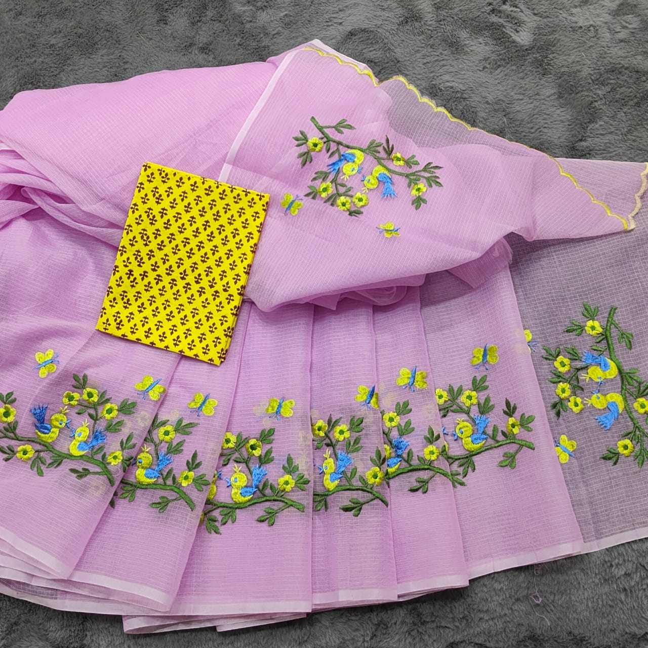 Kota Doria Embroidery Saree