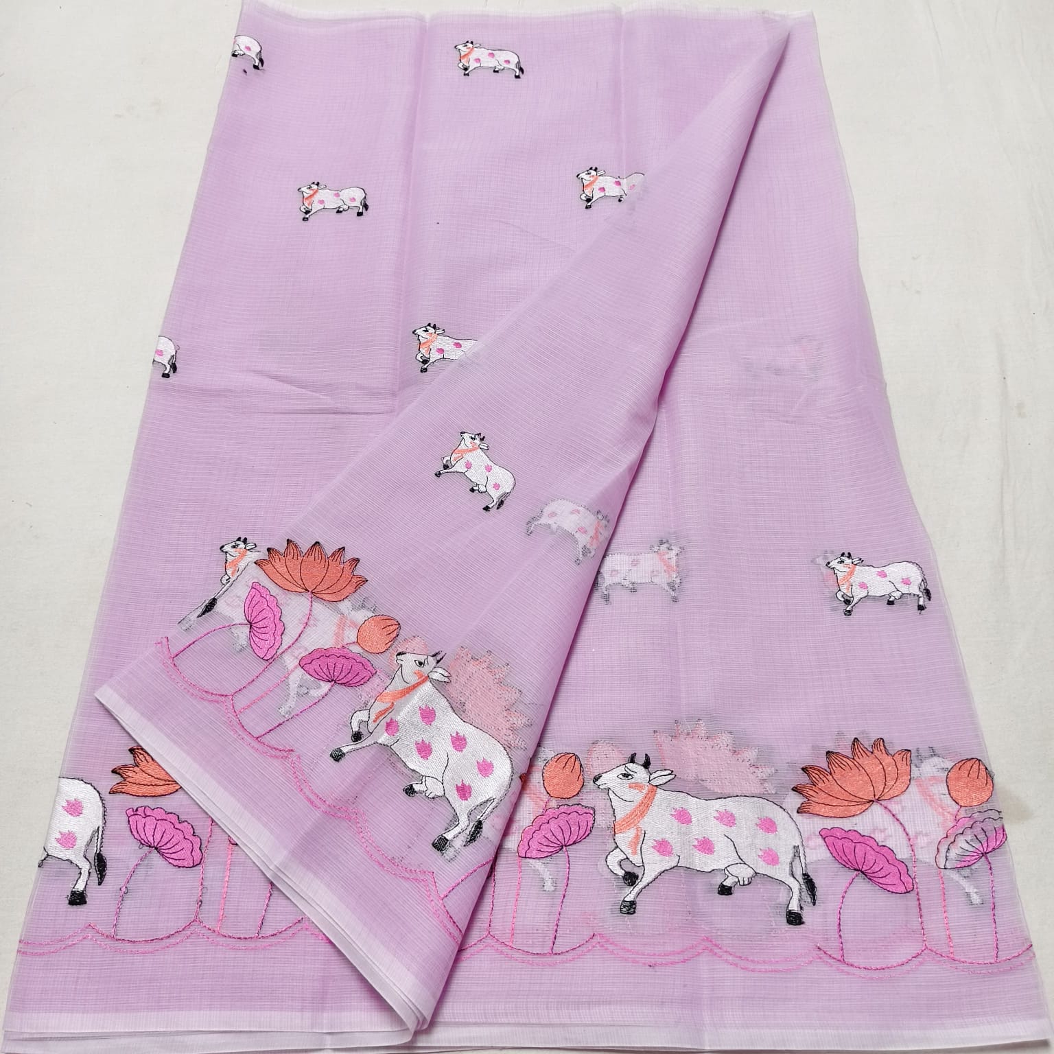 Kota Doria Saree with Pichwai Embroidery